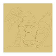 3D Design By Line Square MDF Cutout Beach Scene With Gnome - Unfinished For DIY