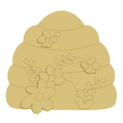 3D Design By Line Beehive MDF Cutout Bee And Floral Design - Unfinished For DIY