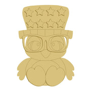 3D Design By Line Bird MDF Cutout With Starry Top Hat And Glasses - Unfinished For DIY