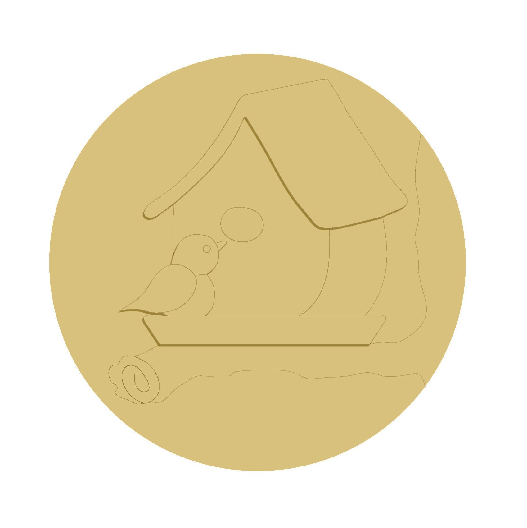 3D Design By Line Round MDF Cutout Bird House Design - Unfinished For DIY