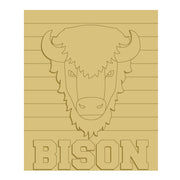 3D Design By Line Square MDF Cutout Bison Head With Bison Text - Unfinished For DIY