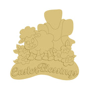 3D Design By Line Lamb MDF Cutout Easter Blessings - Unfinished For DIY