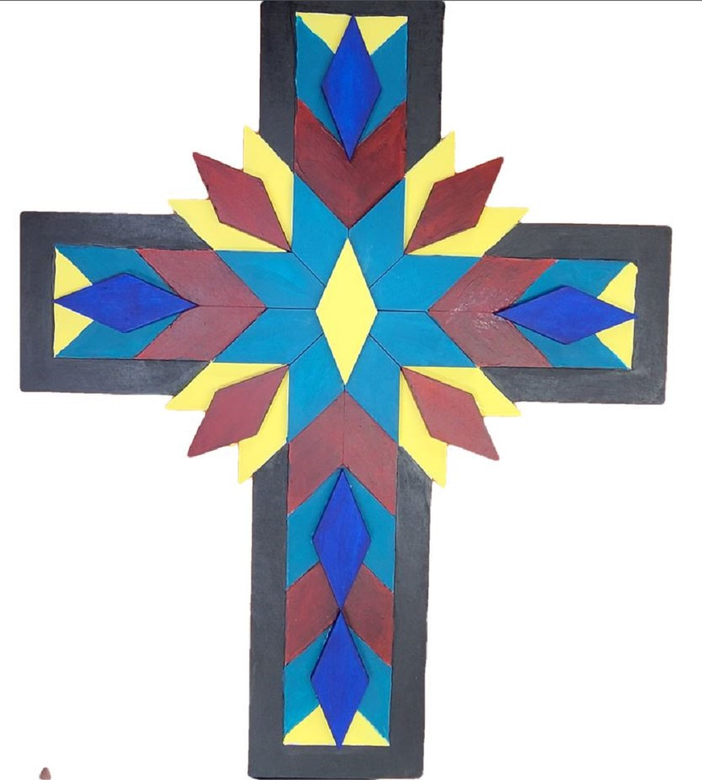 Design By Line Cross MDF Cutout Geometric Chevron Pattern - Unfinished For DIY