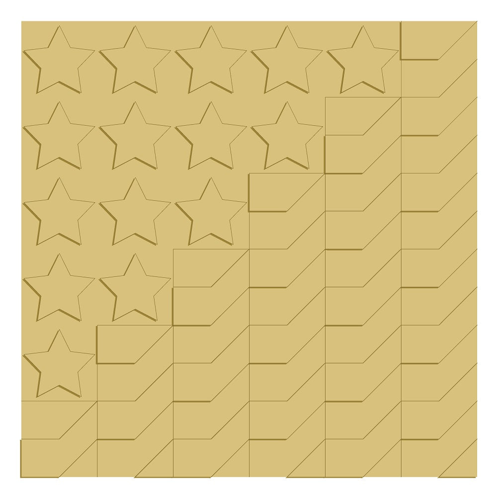 3D Design By Line Barn Quilt Flag MDF Cutout Star Block Pattern - Unfinished For DIY
