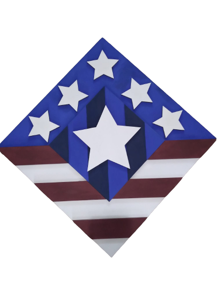 Design By Line Barn Quilt Diamond MDF Cutout Star Pattern With Central Large Star And Five Surrounding Stars - Unfinished For DIY