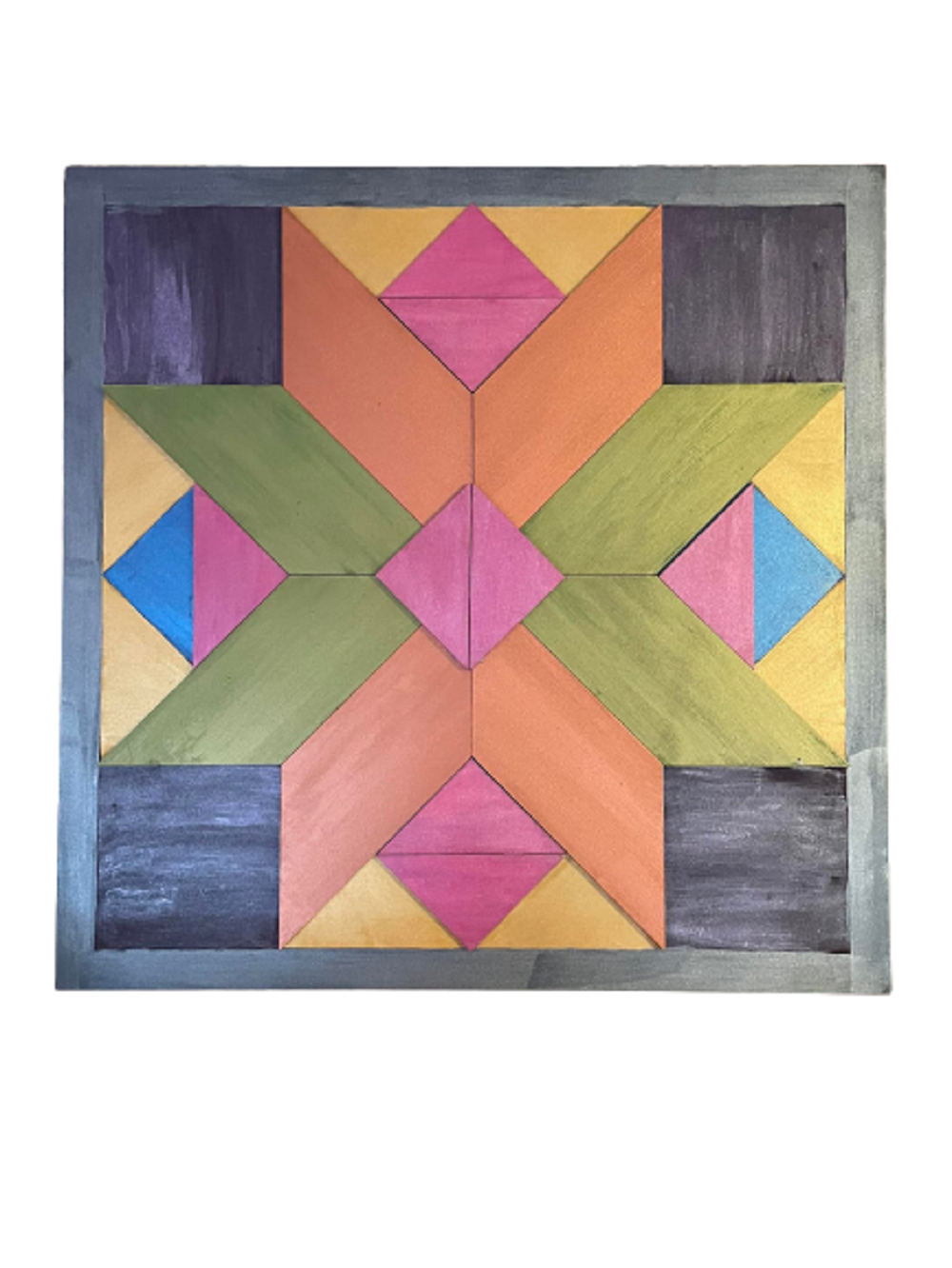 Design By Line Square Barn Quilt MDF Cutout Eight-Point Star Geometric Quilt - Unfinished For DIY