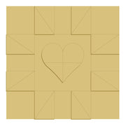 3D Design By Line Barn Quilt MDF Cutout Center Heart With Quilt Border - Unfinished For DIY