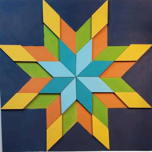 Design By Line Eight Point Star MDF Cutout Barn Quilt Pattern - Unfinished For DIY