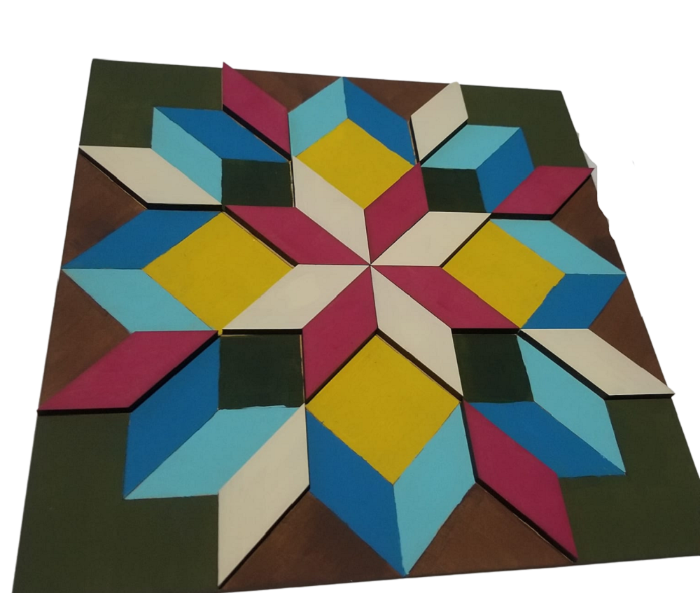 Design By Line Eight Point Star MDF Cutout Barn Quilt Pattern - Unfinished For DIY