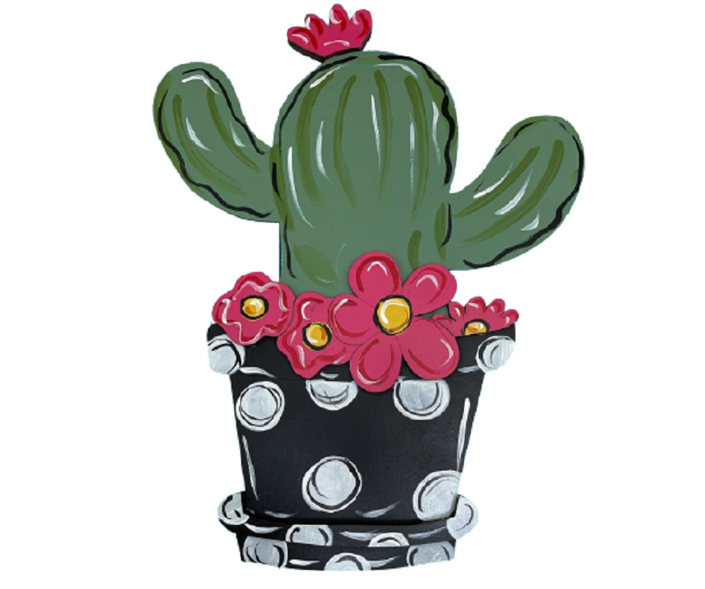 Basic Shape Cactus MDF Cutout Cactus In Pot Silhouette - Unfinished For DIY