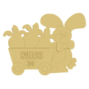 3D Design By Line MDF Cutout Bunny With Wagon Full Of Carrots 25¢ - Unfinished For DIY
