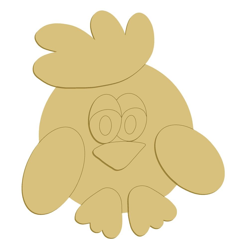 3D Design By Line Chick MDF Cutout Cartoon Chick - Unfinished For DIY