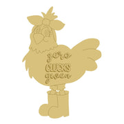 3D Design By Line Chicken MDF Cutout Zero Clucks Given - Unfinished For DIY
