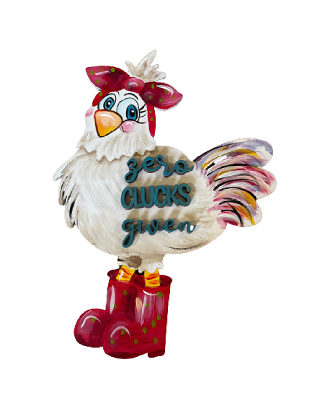 Design By Line Rooster MDF Cutout Zero Clucks Given - Unfinished For DIY