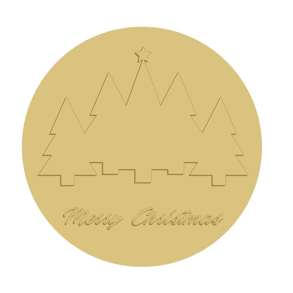 3D Design By Line Round MDF Cutout Merry Christmas Style 2 - Unfinished For DIY