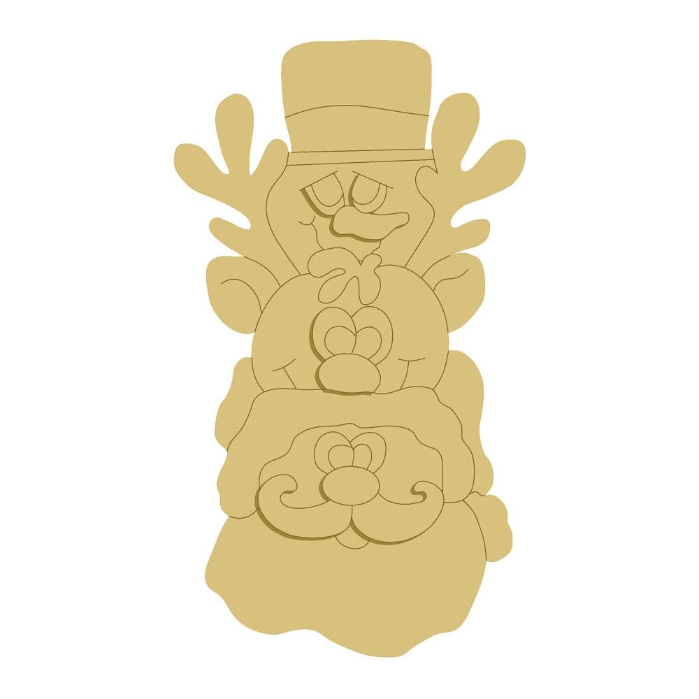 3D Christmas Gang MDF Cutout Snowman, Reindeer and Santa Decor - Unfinished For DIY
