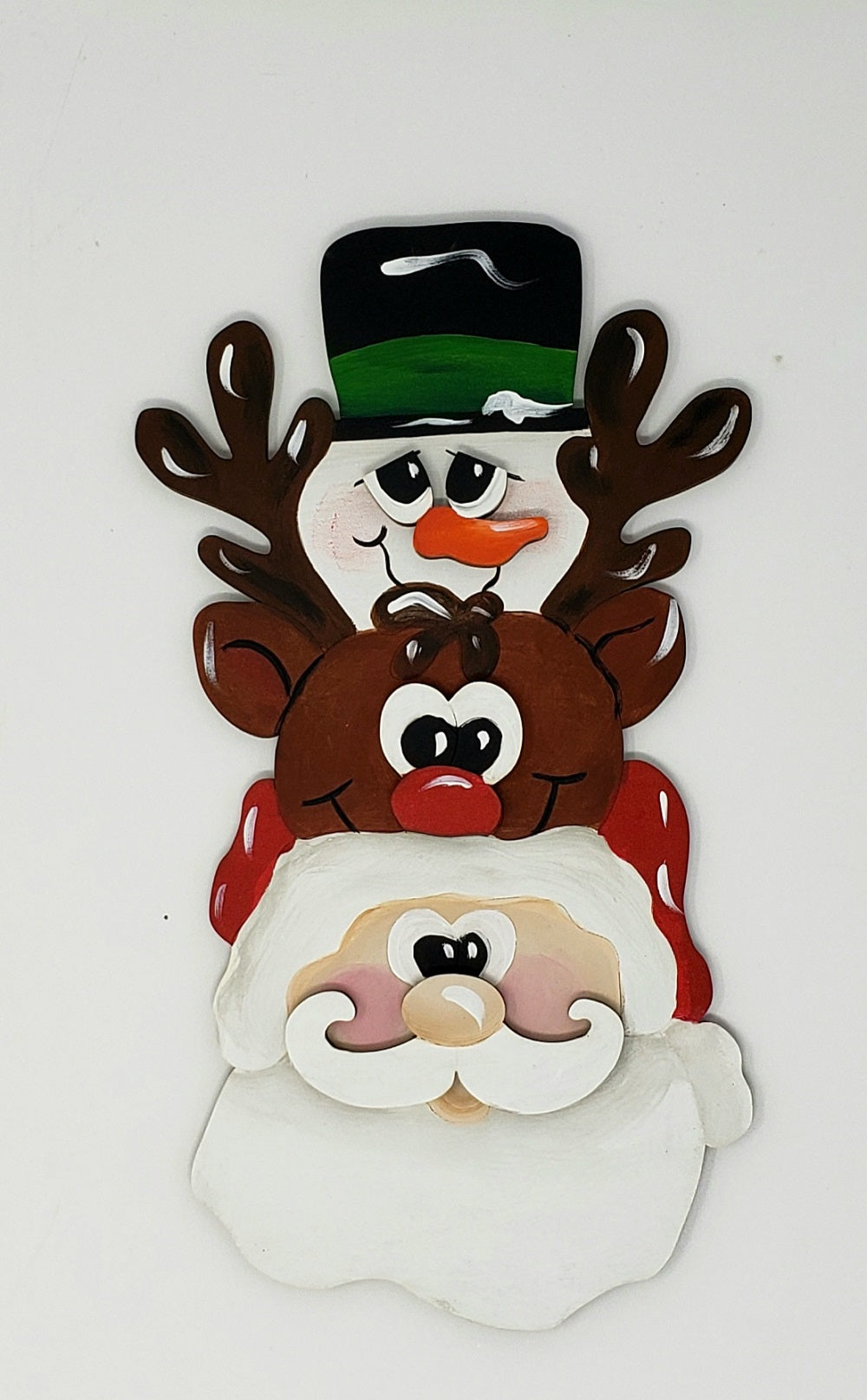 3D Christmas Gang MDF Cutout Snowman, Reindeer and Santa Decor - Unfinished For DIY