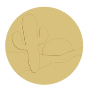 3D Design By Line Round MDF Cutout Desert Cactus - Unfinished For DIY