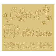 3D Design By Line Mug MDF Cutout Coffee & Hot Cocoa Warm Up Here - Unfinished For DIY
