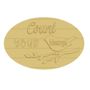 3D Design By Line Oval MDF Cutout Count Your Blessings Bird On Branch - Unfinished For DIY
