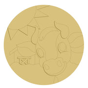 3D Round MDF Cutout Cow With Barn Scene - Unfinished For DIY