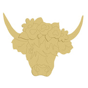 3D Design By Line Highlander Cow Head MDF Cutout Floral Crown - Unfinished For DIY