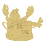 3D Design By Line Crawfish MDF Cutout Hot Tub Time - Unfinished For DIY
