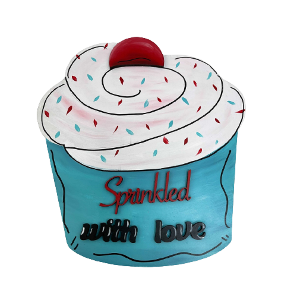 Design By Line Cupcake MDF Cutout Sprinkled With Love - Unfinished For DIY