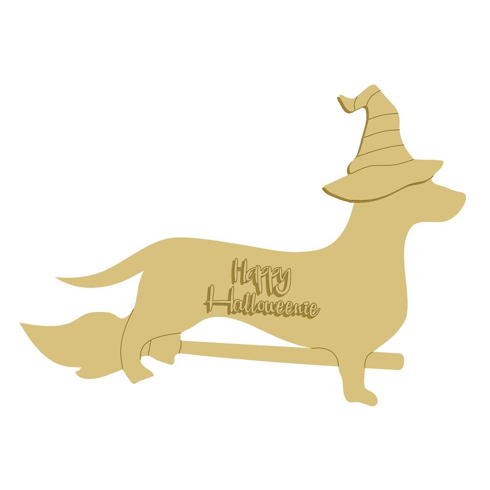 3D Design By Line Dachshund MDF Cutout Happy Halloweenie - Unfinished For DIY