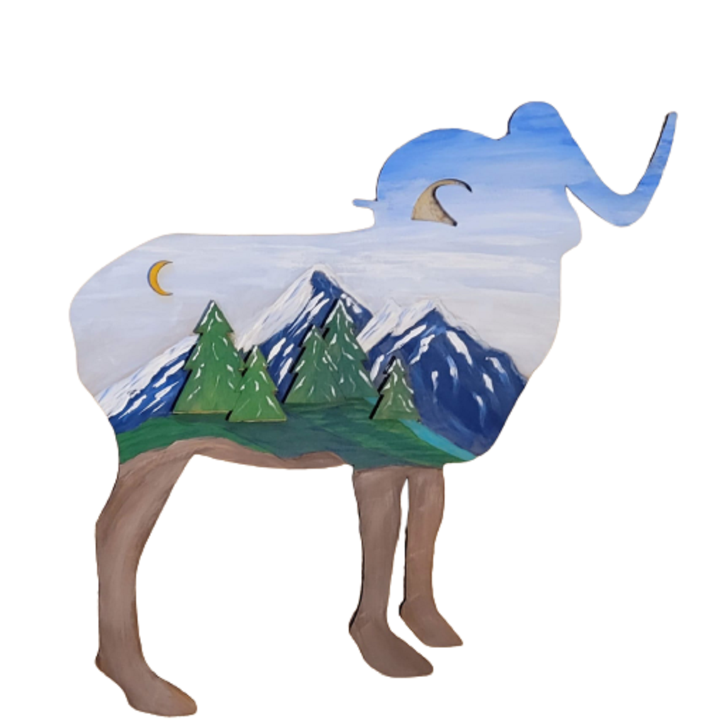 Basic Shape Dall Sheep MDF Cutout Silhouette - Unfinished For DIY