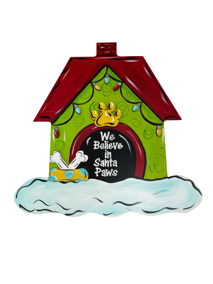 3D Design By Line Doghouse MDF Cutout We Believe in Santa Paws - Unfinished For DIY