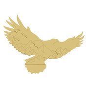 3D Design By Line Eagle MDF Cutout Over Mountain Range Silhouette - Unfinished For DIY