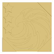 3D Design By Line Square MDF Cutout Patriotic Eagle With Three Stars - Unfinished For DIY