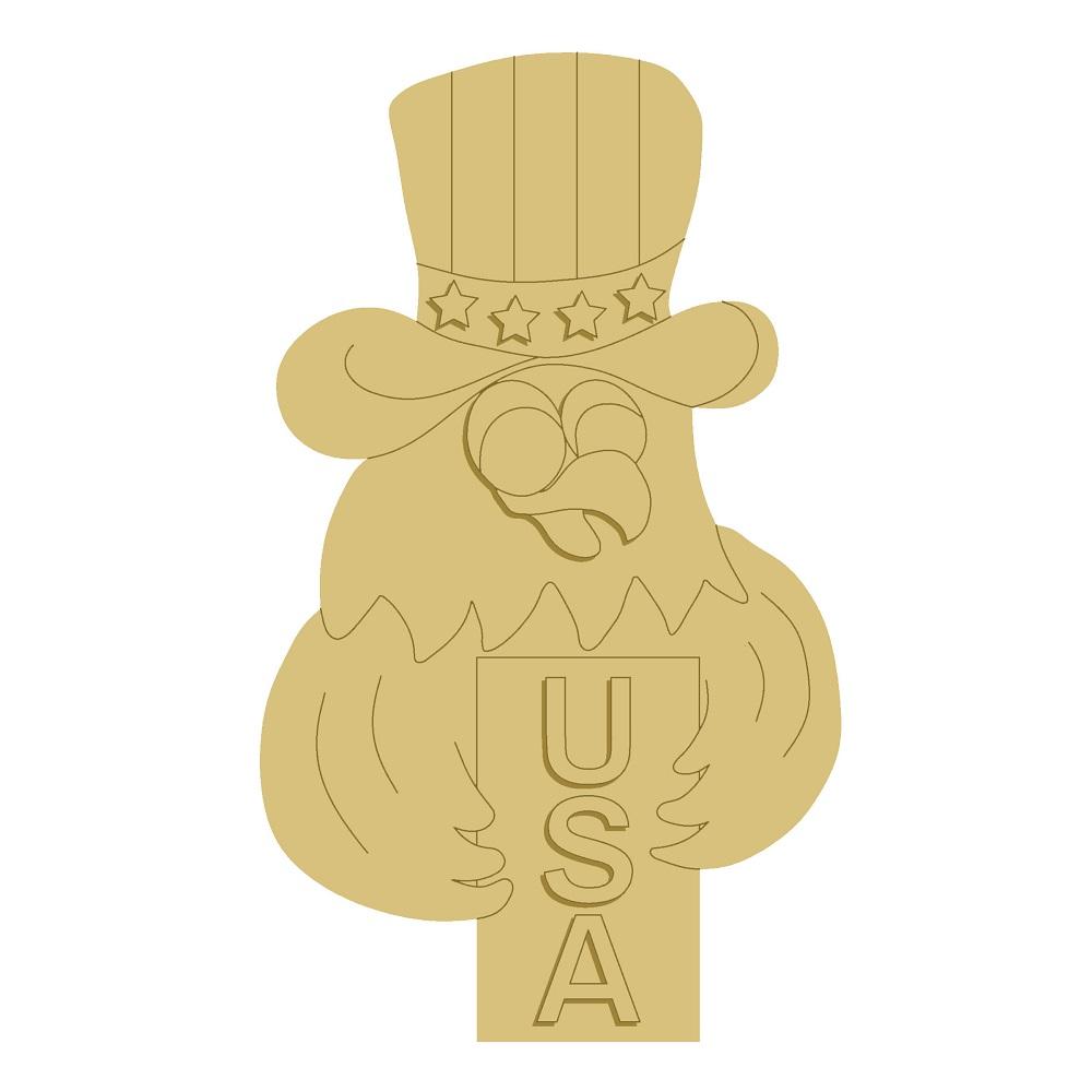 3D Design By Line Eagle MDF Cutout Top Hat With Stars USA Plaque - Unfinished For DIY