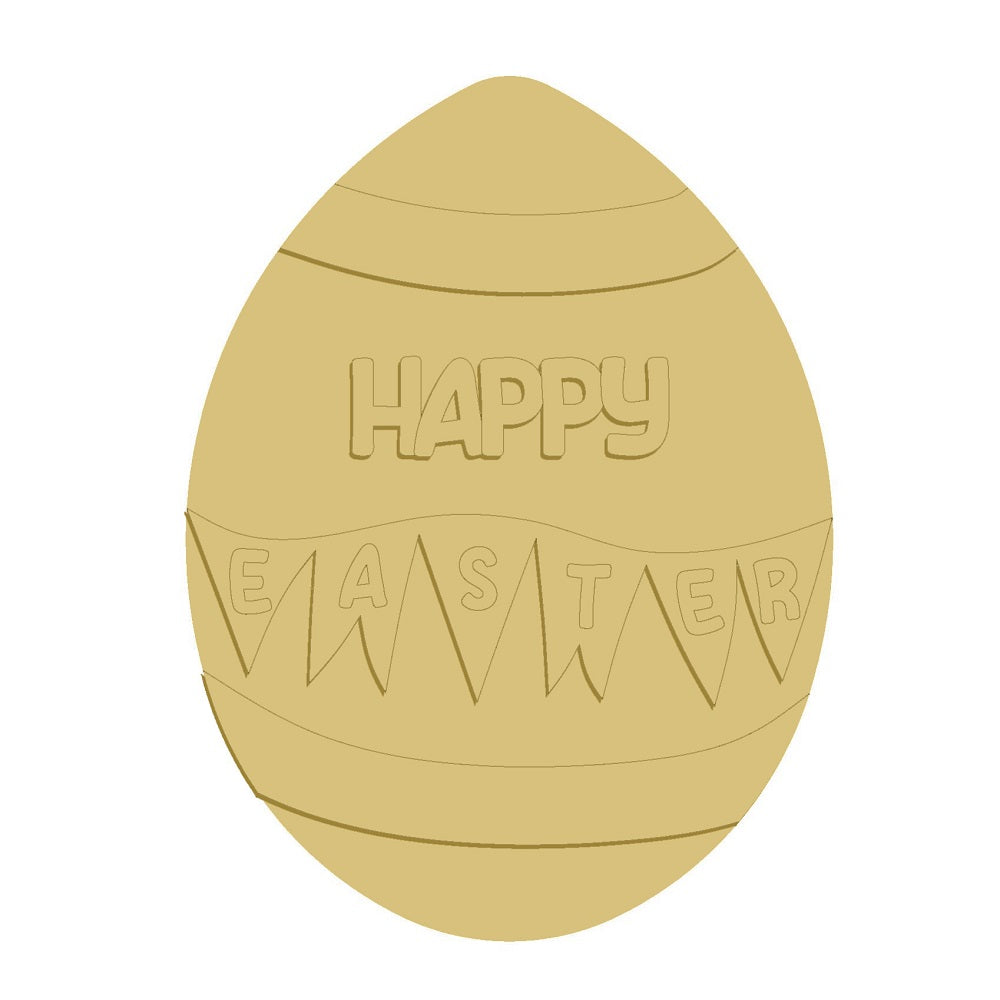 3D Design By Line Egg MDF Cutout Happy Easter - Unfinished For DIY