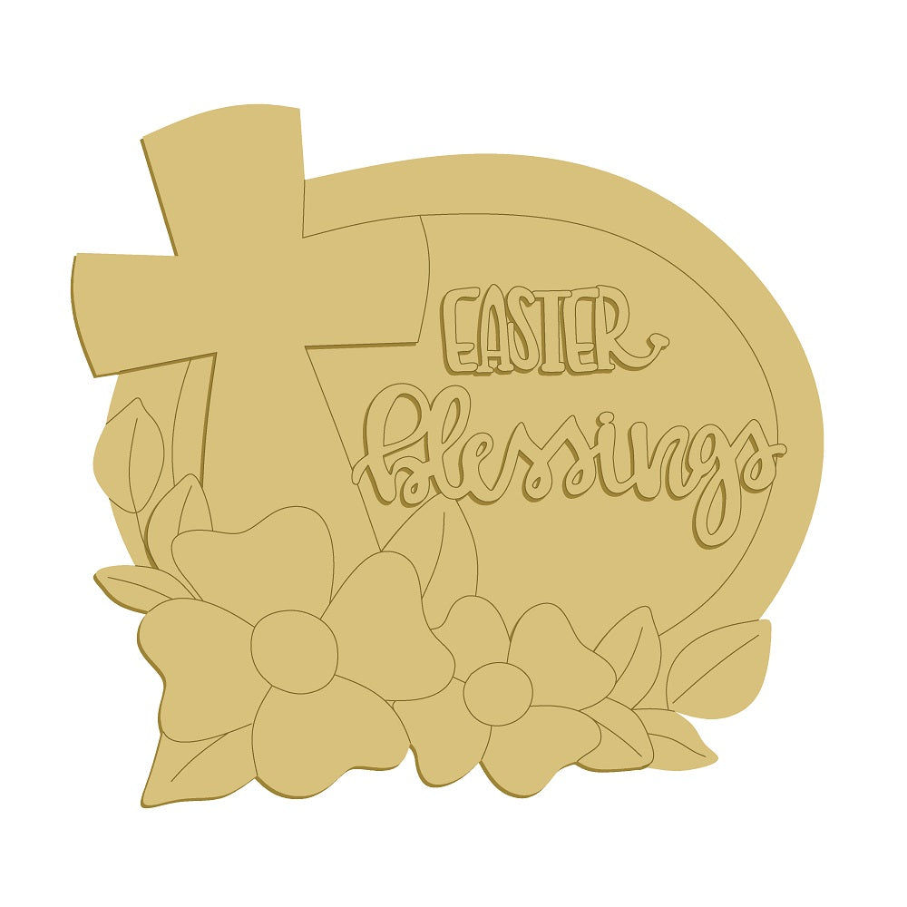 3D Design By Line Oval MDF Cutout Easter Blessings - Unfinished For DIY