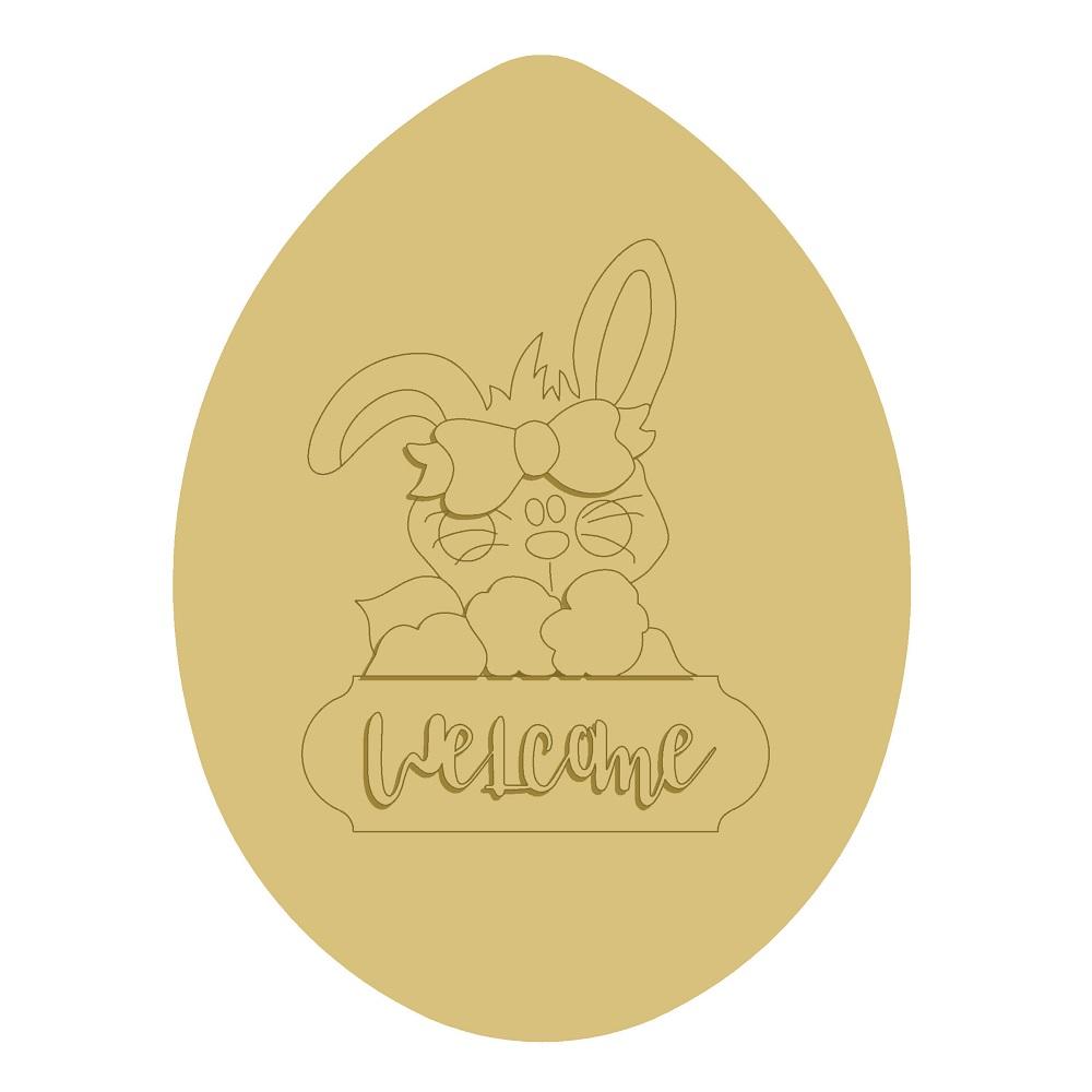 3D Design By Line Egg MDF Cutout Welcome - Unfinished For DIY
