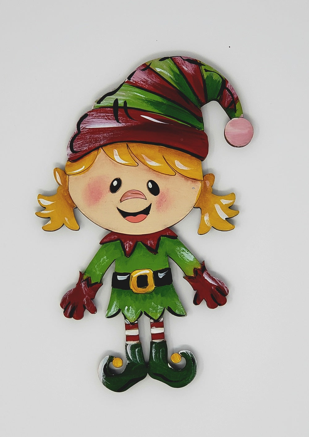 3D Design By Line Elf MDF Cutout With Hat And Belt - Unfinished For DIY
