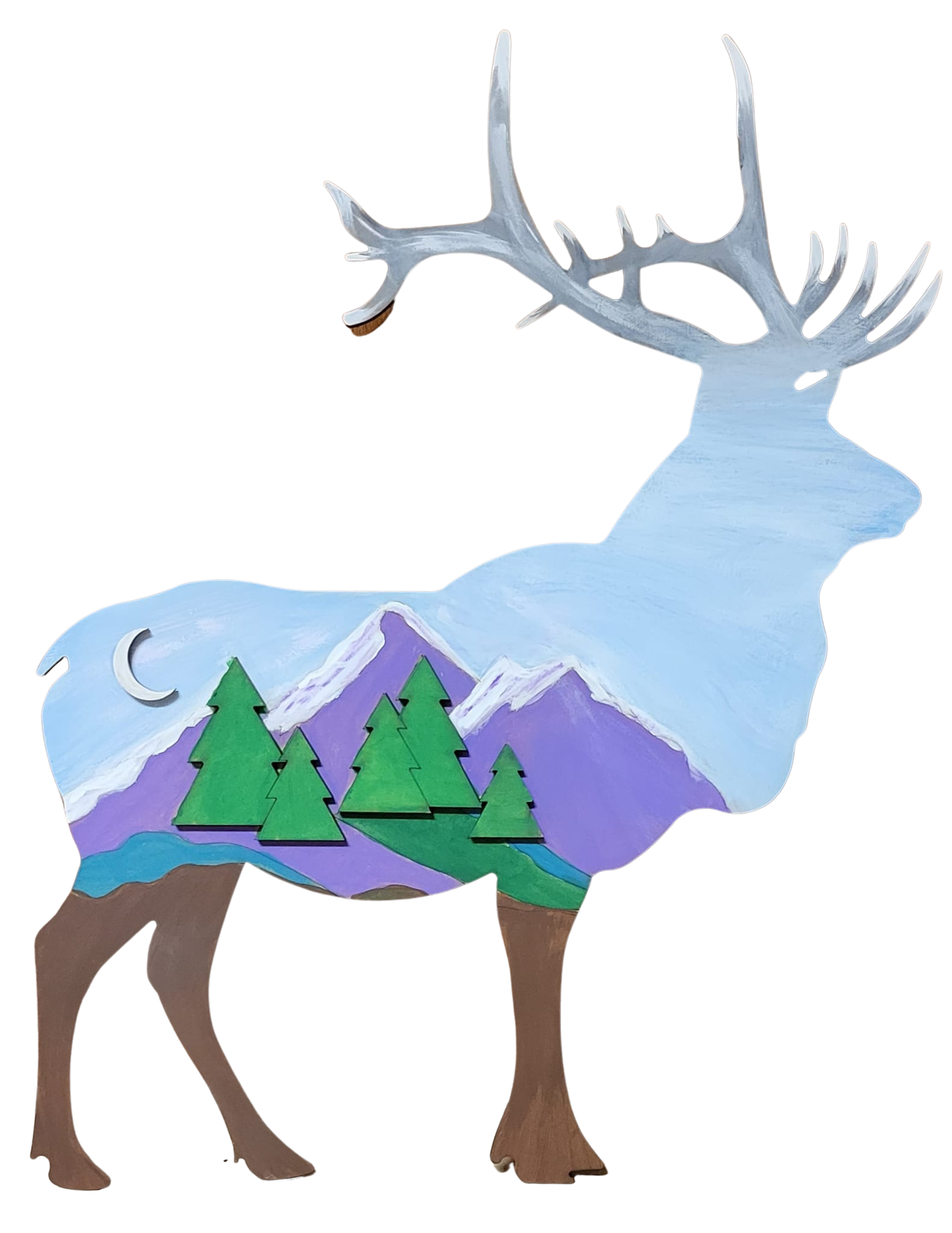 Basic Shape Elk MDF Cutout Silhouette - Unfinished For DIY