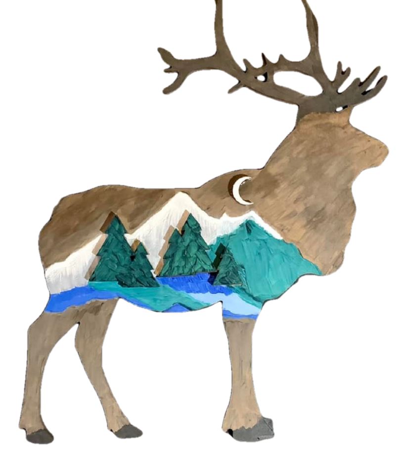 Basic Shape Elk MDF Cutout Silhouette - Unfinished For DIY
