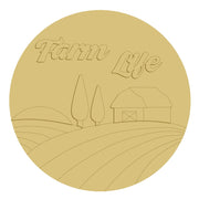 3D Design By Line Round MDF Cutout Farm Life Barn Landscape - Unfinished For DIY