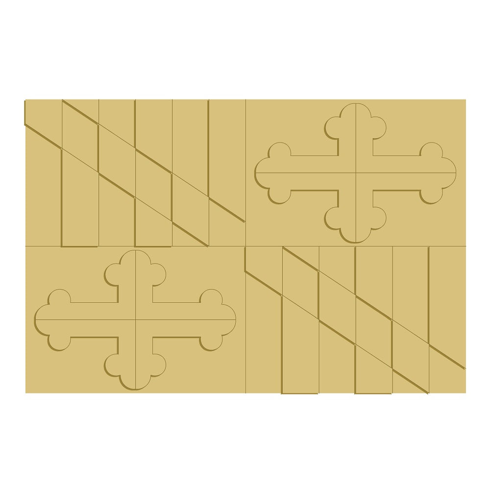 3D Rectangle MDF Cutout Cross Pattern With Diagonal Stripes (Letters Only) - Unfinished For DIY