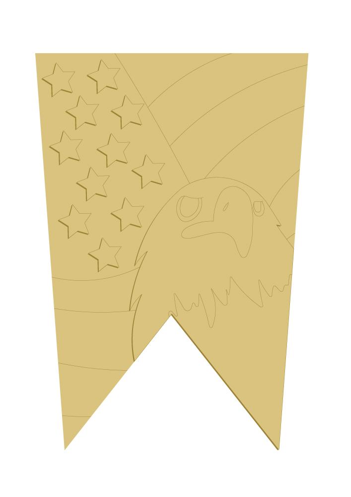 3D Design By Line Pennant MDF Cutout Eagle Flag With Stars Design - Unfinished For DIY