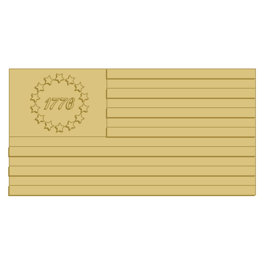 3D Design By Line Flag MDF Cutout 1776 Circle Of Stars And Stripes - Unfinished For DIY