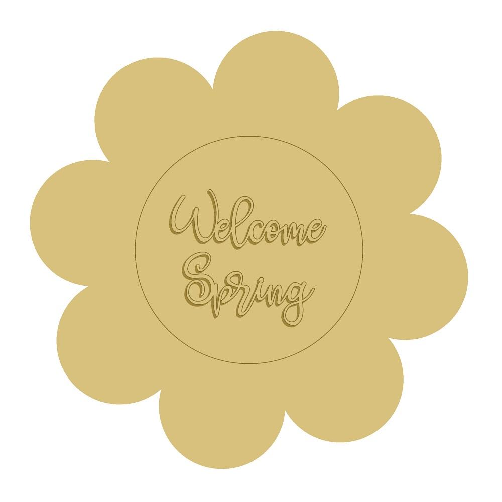 3D Design By Line Flower MDF Cutout Welcome Spring - Unfinished For DIY