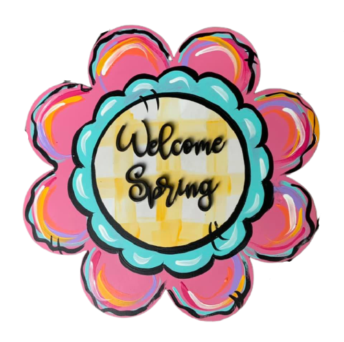Design By Line Flower MDF Cutout Welcome Spring - Unfinished For DIY