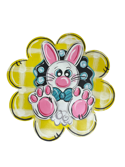 Design By Line Flower MDF Cutout With Rabbit Design - Unfinished For DIY