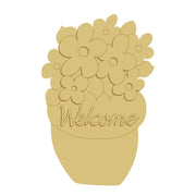 3D Design By Line Flower Pot MDF Cutout Welcome Bouquet - Unfinished For DIY