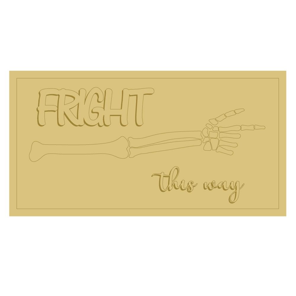3D Design By Line Rectangle MDF Cutout Fright This Way Skeleton Arm - Unfinished For DIY
