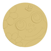 3D Design By Line Round MDF Cutout Frog With Lily Pads And Bee - Unfinished For DIY